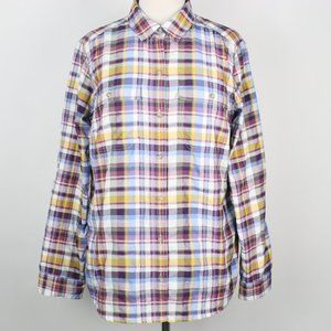 Eddie Bauer Womens Large Plaid Ripstop Classic Fit Button Shirt